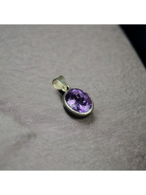 Doğaltaş Ametist Gümüş Kolye (Pozitif Enerji)