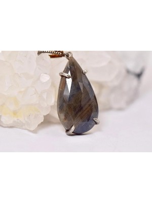 Doğaltaş Safir Taşlı Gümüş Kolye