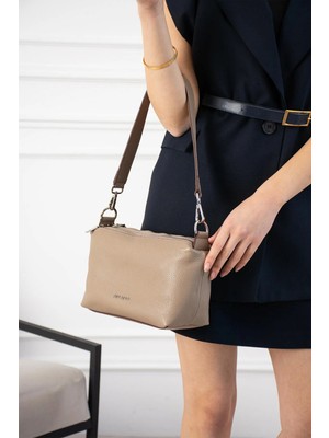 Piel Lino Pıel Lıno Kadın Hakiki Deri Omuz ve Çapraz Çanta PL037-D Vizon