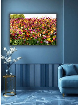 Çiçek Temalı Dekoratif Cam Tablo