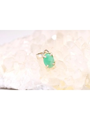 Doğaltaş Zümrüt Gümüş Kolye (Kalp Çakrası)