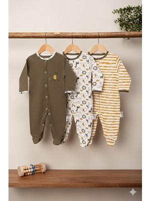 Erkek Bebek % 100 Pamuklu Patikli Yenidoğan Kıyafet 3-6-9 Ay