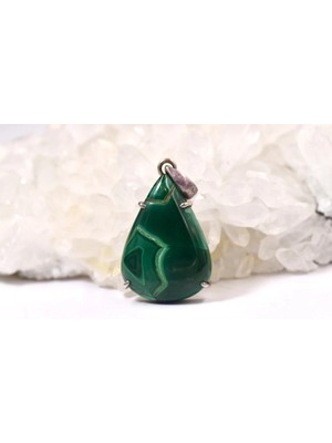 Doğaltaş Malahit Gümüş Kolye