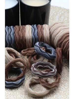 Skygo Kadın Kahverengi Desenli 12'lihavlu Lastik Toka Seti, Toka Organizer, Toka, Kız Çocuk Toka, Toka Organizer