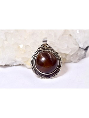 Doğaltaş Akik Gümüş Kolye