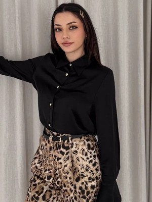 Vuntal Volan Kol Detaylı Saten Gömlek