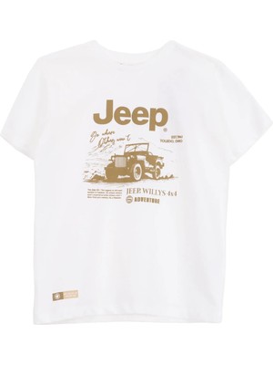 Jeep Baskılı Ekru Erkek Çocuk T-Shirt J6SB-TST7690