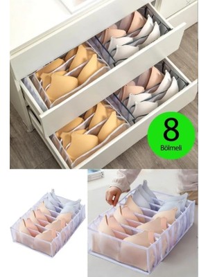 Skygo Aee Sütyen Düzenleyici Çekmece Içi Düzenleyici Organizer 8 Bölmeli Şeffaf Beyaz