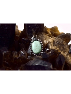 Doğaltaş Turkuaz-Firuze Gümüş Kolye