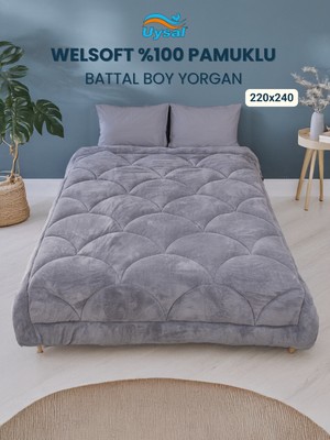 Uysal Yorgan Welsoft Akfil Midye Desen Battal Boy Yorgan ANTRASİT