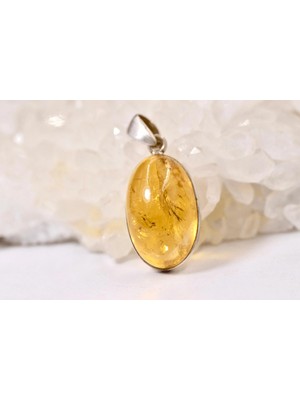 Doğaltaş Sitrin Gümüş Kolye Bolluk ve Bereket