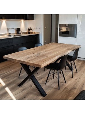 BRK Design Doğal Ahşap Çok Amaçlı Masa – Yemek, Çalışma ve Ofis Masası