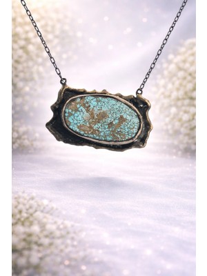 Doğaltaş Turkuaz(Firuze) Taşı Gümüş Kolye (Özel Seri)