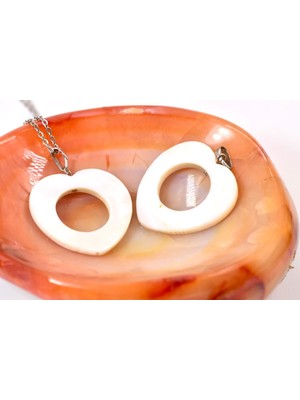 Doğaltaş Sedef Taşı Kalp Kolye