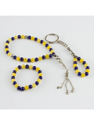 Renklime 3' Lü Doğal Taş Set (Anahtarlık,bileklik,tesbih)