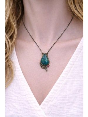 Doğaltaş Turkuaz(Firuze) Taşı Gümüş Kolye (Özel Seri)