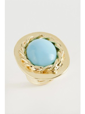Renklime Oval Turkuaz Taşlı Yüzük