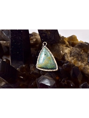 Doğaltaş Turkuaz-Firuze Gümüş Kolye