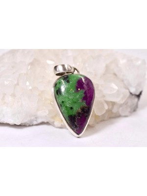 Doğaltaş Rubizoist - Anyolit Taşı Gümüş Kolye
