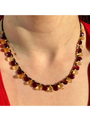 Doğaltaş Sitrin, Spinel & Lal – Özel Tasarım Bolluk & Bereket Kolyesi