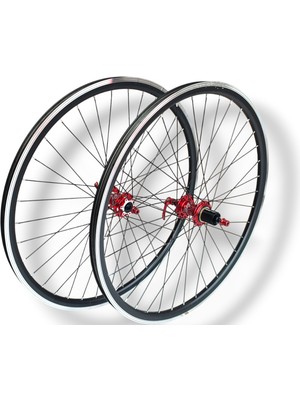 27.5 Duble Örülü Jant Pasak hub Sesli Göbek Ön-Arka Takım Kırmızı