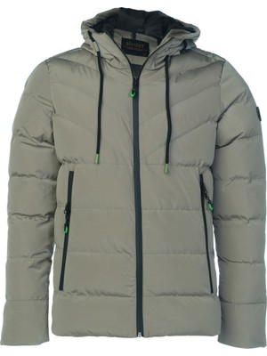 SİVAİST ERKEK GRİ SU VE RÜZGAR GEÇİRMEZ KAPÜŞONLU KALIN İÇİ KÜRKLÜ ŞİŞME KABAN&MONT