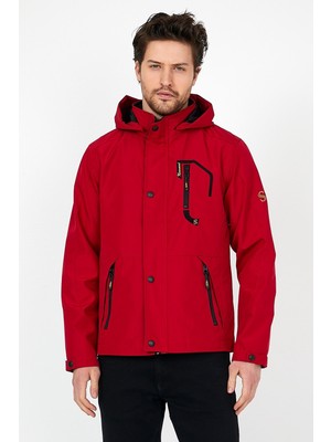 Sivaist YENİ SEZON ERKEK KIRMIZI SOFTSHELL KAPÜŞONLU İÇ CEPLİ SU VE RÜZGAR GEÇİRMEZ MEVSİMLİK&YAZLIK MONT
