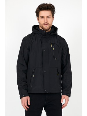 Sivaist YENİ SEZON ERKEK SİYAH SOFTSHELL KAPÜŞONLU İÇ CEPLİ SU VE RÜZGAR GEÇİRMEZ MEVSİMLİK&YAZLIK MONT