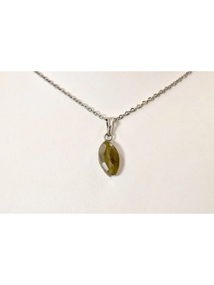 Doğaltaş Labradorit Çelik Kolye