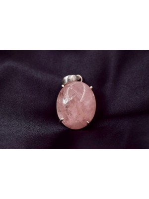 Doğaltaş Pembe Kuvars Gümüş Kolye