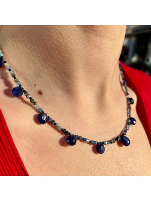 Doğaltaş Safir & Kiyanit – Özel Tasarım Kolye