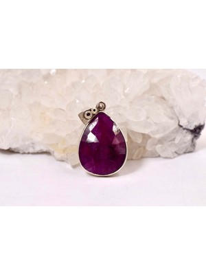 Doğaltaş Yakut Gümüş Kolye