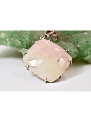 Doğaltaş Akuamarin - Morganit Gümüş Kolye