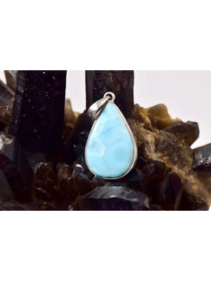 Doğaltaş Larimar Gümüş Kolye