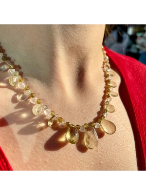 Doğaltaş Ay Taşı, Labradorit & Sitrin – Koruma ve Bereket Için Özel Tasarım Kolye