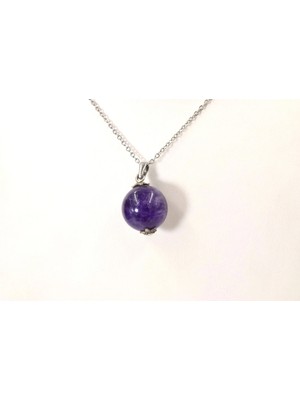 Doğaltaş Ametist Küre Çelik Kolye
