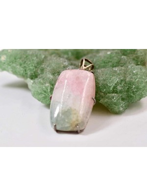 Doğaltaş Akuamarin - Morganit Gümüş Kolye