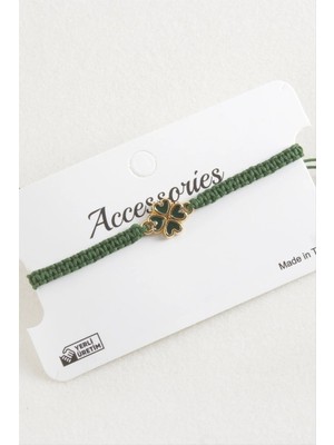 Renklime Yonca Makrome Örgülü Bileklik