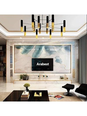 Skygo Plastik Tek Kullanımlık Masa Örtüleri, Ayna Duvar Stickerı, 30 Parça Çıkarılabilir Kendinden Yapışkanlı Akrilik Ayna Duvar Dekoru, Geometrik Yunan Desenli, Oturma Odası, Yatak Odası