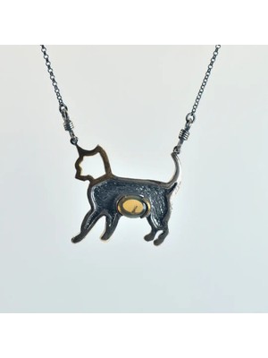 Doğaltaş Opal Taşı Gümüş Kolye Kedi Figürlü (Özel Seri)