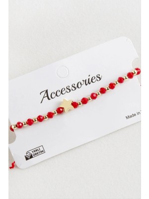 Renklime Yıldız Kristal Makrome Ip Bileklik