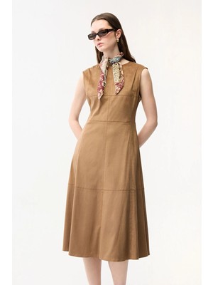 Adl Kolsuz Süet Elbise Camel 12445864000