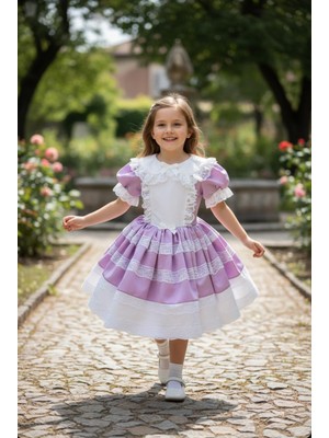 Gala Stil Gala Dantelli Kısa Kol Kız Çocuk Elbise