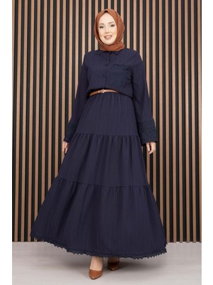 Asm Fistolu Gömlek Etek Ikili Takım Lacivert