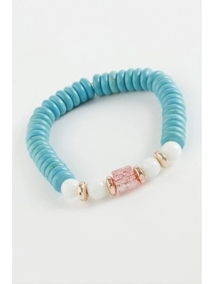 Renklime Turkuaz Rondela Necef Doğaltaş Bileklik