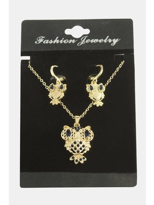 Renklime Baykuş Zirkon Taşlı Set Kolye