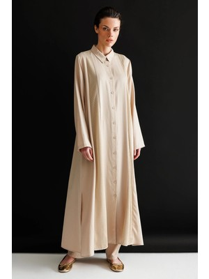 Micca %100 Doğal LyoCEL Dökümlü Soft Hissiyat File Garni Aller Pelerin Maxi Tunik-Taş