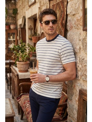 Buratti Pamuklu Regular Fit Çizgili Bisiklet Yaka T Shirt Erkek T Shirt 5904039