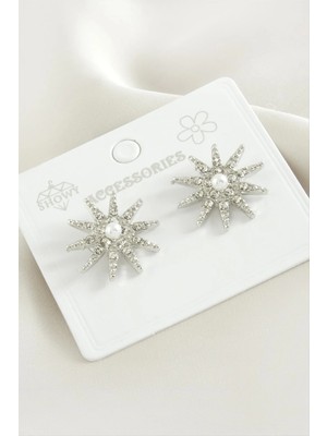 Renklime Yıldız Inci Taşlı Metal Küpe