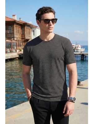 Buratti Pamuklu Regular Fit Çizgili Bisiklet Yaka T Shirt Erkek T Shirt 5904030